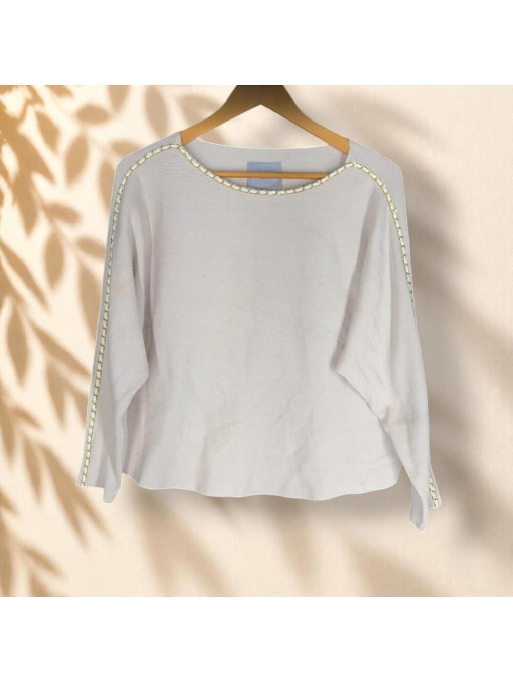Liv Milano Sweater Pullover Women L Large Gray Knit Long Sleeve Round Neck Soft